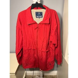 Members Only Red Zip Up Jacket Size Large Lightweight Sportswear